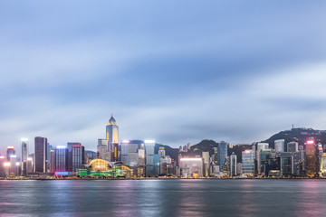 Naklejka premium Hong Kong city buildings skyline