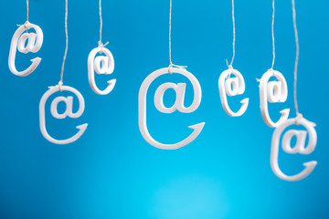 Email Icons Hanging On Rope