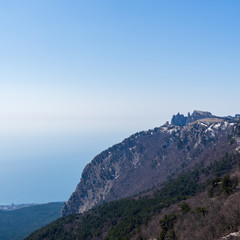 Fototapeta na wymiar Image of a mountain peak by the sea.