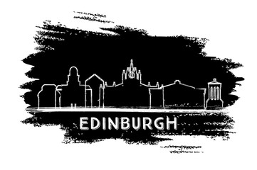 Fototapeta premium Edinburgh Scotland City Skyline Silhouette. Hand Drawn Sketch.