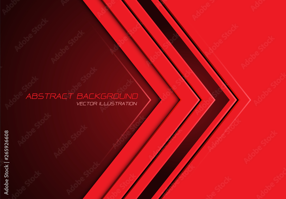 Aufkleber abstract red arrow direction on dark blank space with text design modern futuristic background vecto