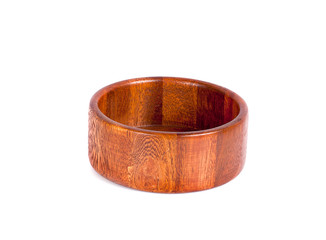 wooden bowl on isolated white background