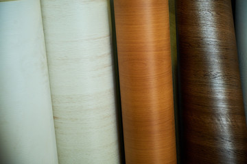 warehouse with veneer rolls, production of interior doors