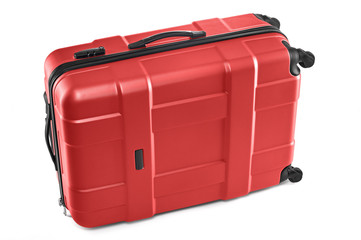 red modern plastic trolley case for tourism or business