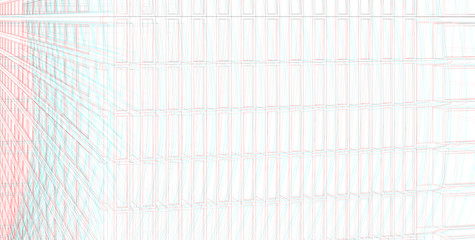 Abstract RGB glitch architectural , Color double exposure, Glitch ,3d illustration