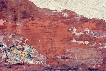 The old wall, destroyed. Vintage background.