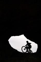 silhouette of a mountain biker