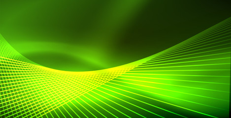 Neon glowing wave, magic energy and light motion background