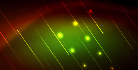 Neon glowing wave, magic energy and light motion background