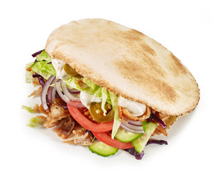 doner kebab on white background