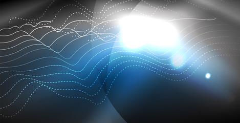 Glossy shiny glowing neon waves