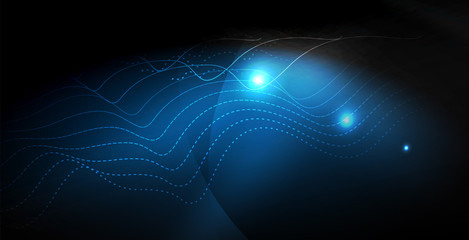 Glossy shiny glowing neon waves