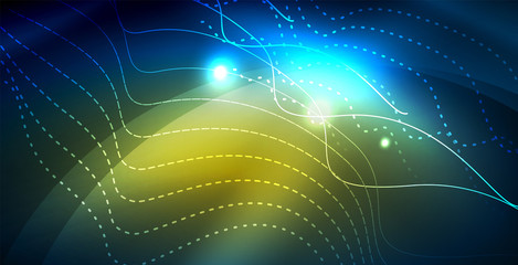 Color neon lights with waves abstract background