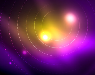 Neon circles abstract background
