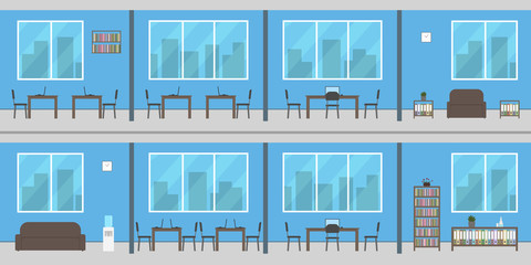 Two level office. Vector illustration.