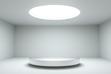 Fototapeta premium 3d rendering, the round platform in the empty room.