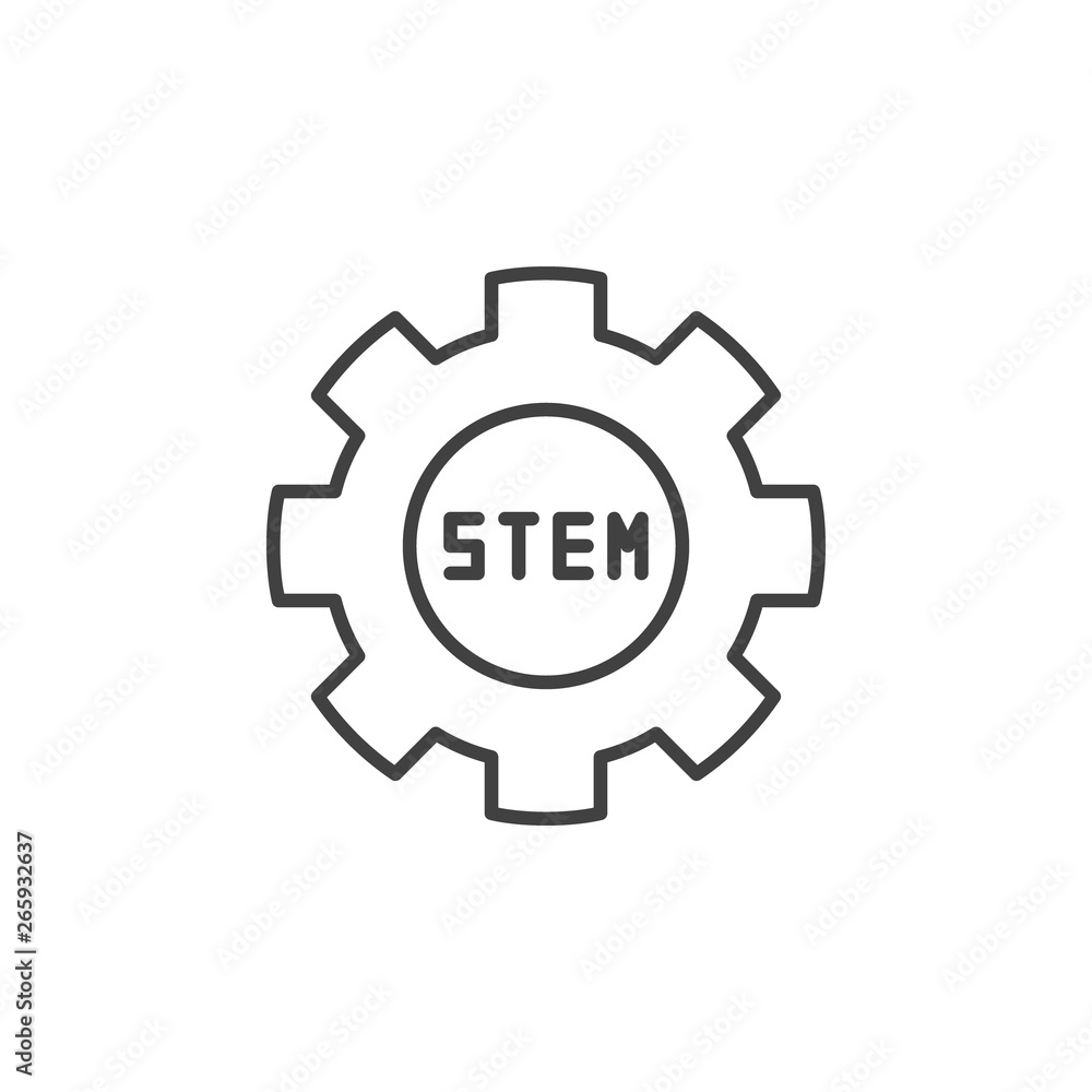 Poster stem cog vector icon or symbol in thin line style