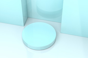 3d rendering, the round platform in the empty room.