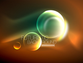 Vector glowing neon circles abstract background