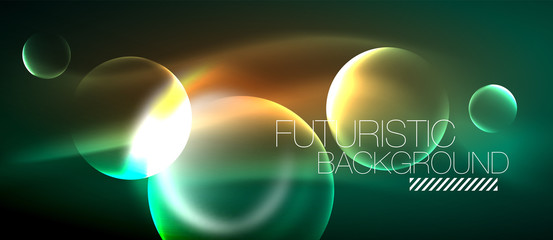 Vector glowing neon circles abstract background