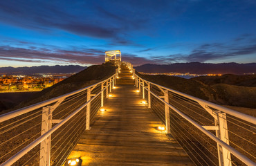 Sunrise at a top of the mount  in vicinity of Eilat - famous tourist  resort city in Israel