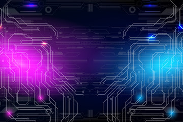 Circuit board scifi technology blue purple versus fighting concept vector. Communication interface panel futuristic element illustration background.