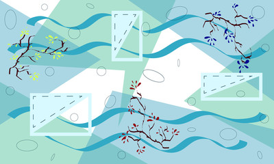 Abstract geometric floral background, print for textile.Trendy Graphic Design for banner, card cover, invitation, brochure or header. Vector