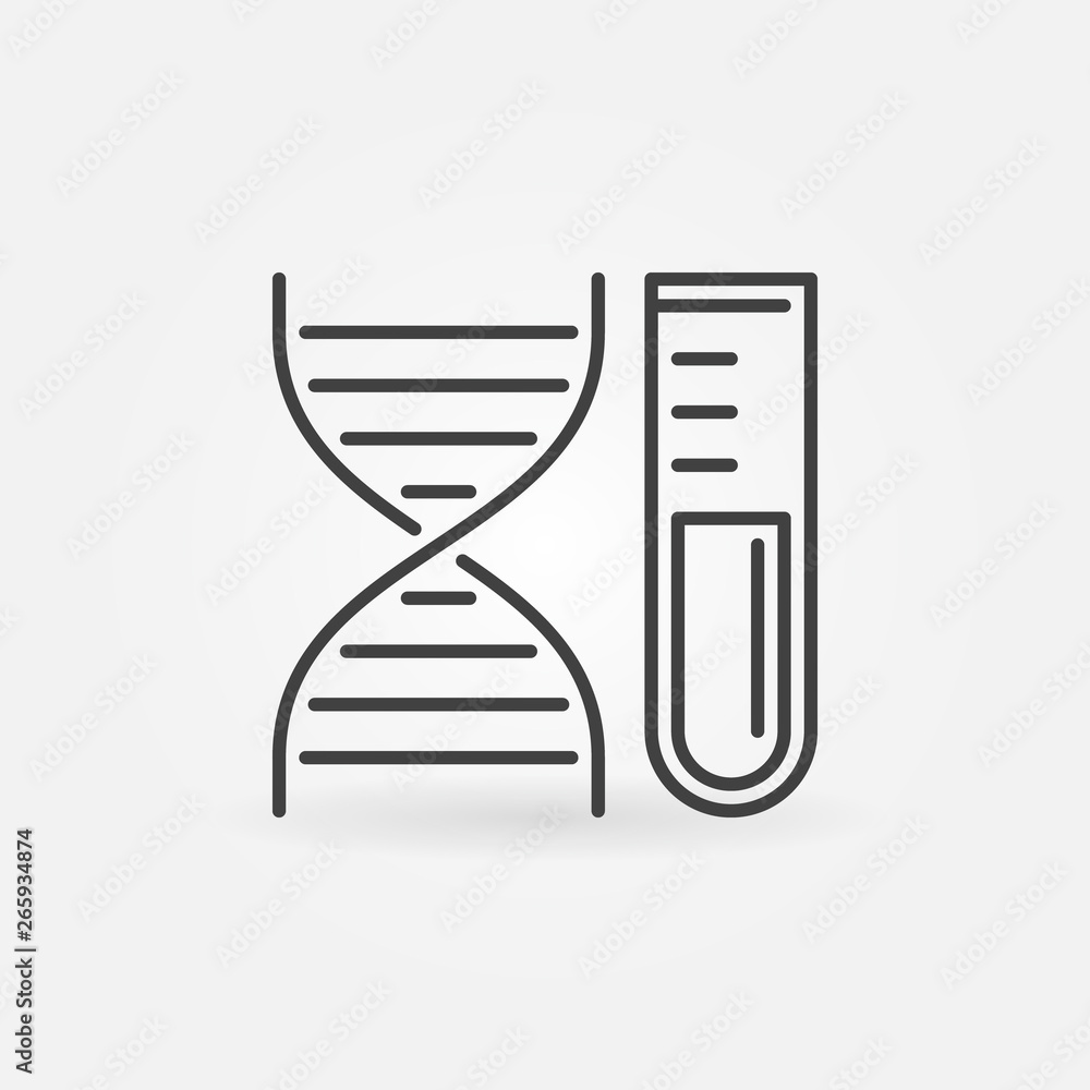 Poster dna with test tube vector concept icon or design element in thin line style