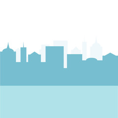 Obraz premium Business landscape view silhouette skyscraper with with area place for text