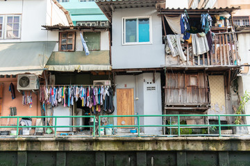 Houses by a canal in Bangkok