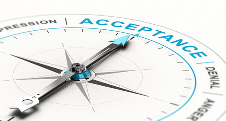 Psychology Concept, Grief Counseling and Support, Process From Denial to Acceptance