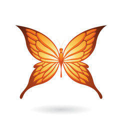 Orange Glossy Butterfly with Spiky Wings Illustration