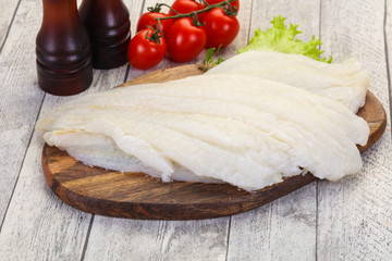 Raw halibut fillet