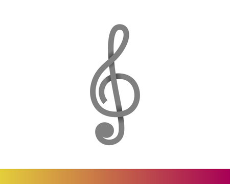 Treble clef musical key vector icon. Isolated on white background