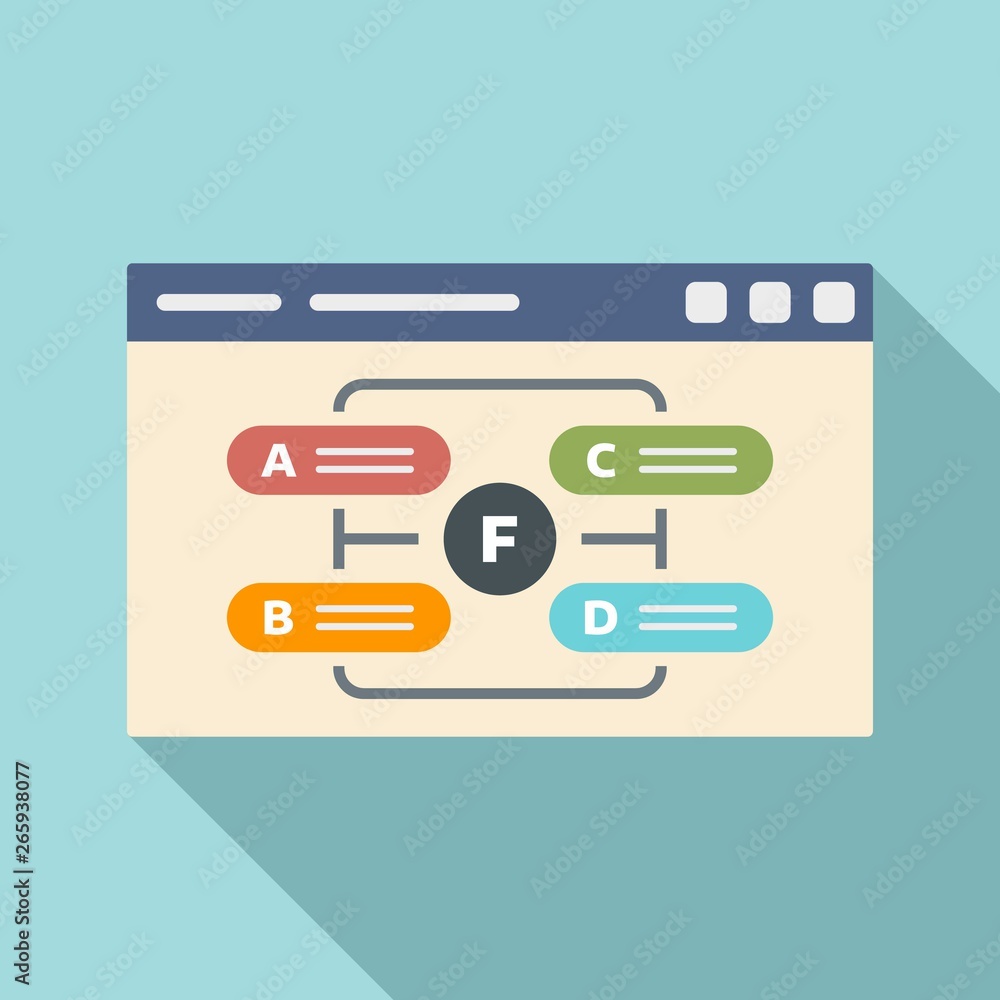Poster web page management icon. flat illustration of web page management vector icon for web design