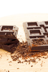 Cubes of dark chocolate