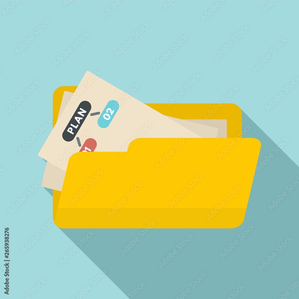 Poster file folder management icon. flat illustration of file folder management vector icon for web design