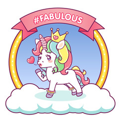Fabulous unicorn that winks sending a kiss