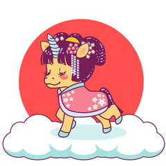 Cute japanese unicorn geisha
