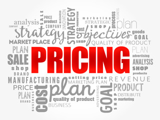 Pricing word cloud collage, business concept background