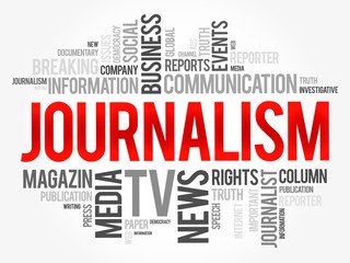 Journalism word cloud collage, social concept background