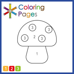 coloring page for kids, color the parts of the object according to numbers, color by numbers