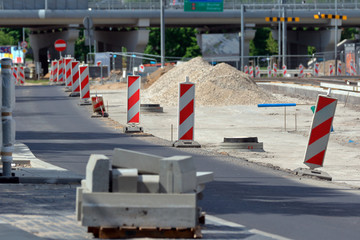 Road construction in the city