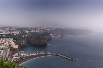 Rain clouds over beautiful Sorrento Bay in Italy