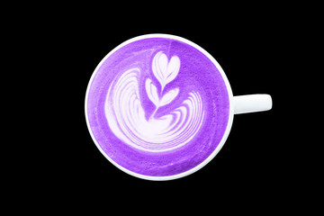 taro latte cup isolated on background with clipping path