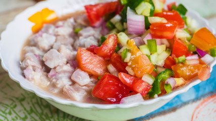 Typical raw fish dish, ceviche.