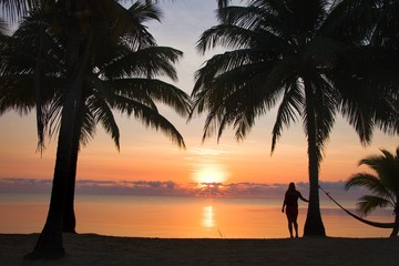 Beautiful sunrise on the beach in Hopkins, Belize, Central America 