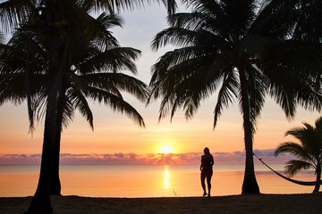 Sunrise on the beach in Hopkins, Belize, Central America