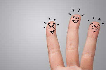 Waggish happy fingers with team building concept