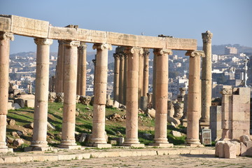 Fototapeta premium Jerash Oval Plaza Column Detail 5, Jordan